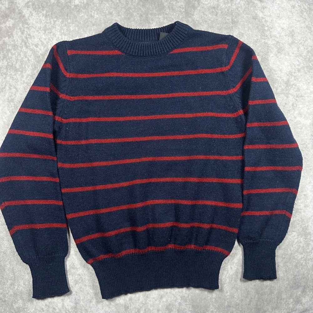 Vintage Townsley Striped Crewneck Sweater Navy Blue Red Acrylic Knit L